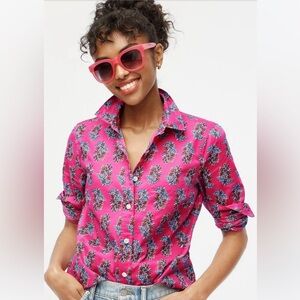 J. Crew Factory Hot Pink Floral Button-Down Shirt